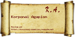 Korponai Agapion névjegykártya